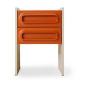 Table de chevet en bois crème et orange Space - HKliving