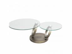 Table olympe plateaux pivotants en verre et piètement