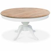 Table ronde extensible en bois massif sidonie blanc