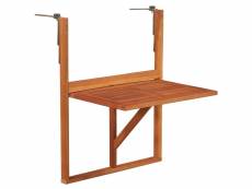 Table suspendue de balcon 64,5x44x80 cm bois d'acacia