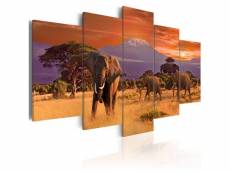 Tableau tableau africain et ethnique afrique: éléphants taille 100 x 50 cm PD11996-100-50