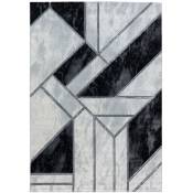 Tapis Salon Chambre Aspect Marbre Blanc Motif Géométrique