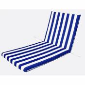 Teplas - Coussin Chaise Longue Siège Monobloc 120X50X5Cm Textile Blanc/Bleu 8426334013974
