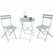 Terrasse pliante en métal Ensemble de 2 chaises et table ronde Bistreau Grey 7house Gris sable