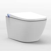 Toilettes Japonaises céramique wc japonais suspendu, wc lavant hygiénique - Blanc - 59,3x38,4x38cm - Commande wc, jets et température réglable,