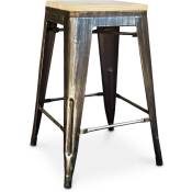 Tolix Style - Tabouret de bar design industriel - bois et acier - 61cm - Stylix Bronze métallisé - Bois, Acier - Bronze métallisé