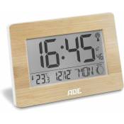Trimec - Horloge radio-pilotée Horloge numérique avec signal horaire dcf, boîtier en bambou véritable, écran lcd, thermomètre, réveil et calendrier.