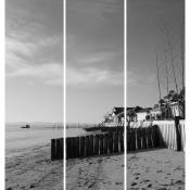 Triptyque sur toile plage noir et blanc 90x97 cm -