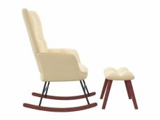 Vidaxl chaise à bascule avec repose-pied blanc crème velours