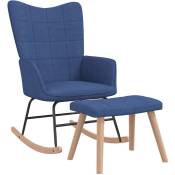 Vidaxl - Chaise à bascule avec tabouret Bleu Tissu Bleu