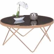 WOHNLING Plaque de Verre de Table Basse Design cuivre Noir/Cadre ø 82 cm | Miroir Table Basse Table Basse Moderne | Table Table Basse en Verre Table R