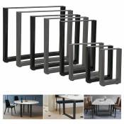 2X chemins de table en tube carré 80 x 72 cm pieds de table look industriel socle de table avec protection de sol - Melko