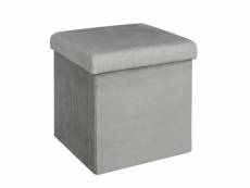 Alessia - pouf coffre carré velours côtelé gris