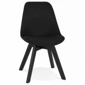 Alterego Chaise design 'WILLY' en tissu et bois noir
