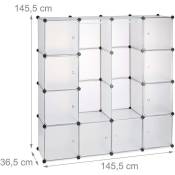 Armoire de rangement en plastique meuble penderie étagère avec portes et tringle 145 cm transparent - Or