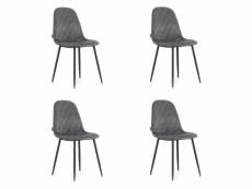 Astit - lot de 4 chaises style glamour salon/salle à manger - 87.5x50.5x44.5 cm - chaise de salle à manger - gris