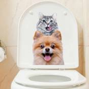 Autocollants de dessin animé chiot et chaton, autocollants imperméables pour salle de bain et toilettes