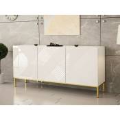 Bestmobilier - Celeste - buffet bas - 160 cm - style contemporain - blanc / doré - Blanc / Doré