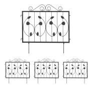 Bordure de jardin, HxL par pièce: 60 x 60 cm, clôture à planter, 4 éléments décoratifs, métal, noir - Relaxdays