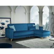 Canapé-lit d'angle 225x151 cm Stoccarda bleu marine