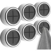 Ccykxa - 6 pièces crochets de porte-serviettes ouverts crochets muraux ronds auto-adhésifs porte-torchons adapté aux salles de bains compatibles avec