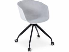 Chaise de bureau avec accoudoirs - chaise de bureau à roulettes - noir et blanc - jodie gris clair