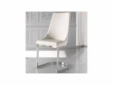 Chaise simili cuir blanc - tabal - l 45 x l 55 x h 97 cm - neuf