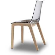 Chaise transparente design avec pieds bois - natural