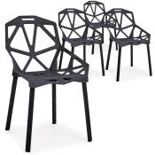 Cotecosy - Lot de 4 chaises dossier toile d'araignée Spider Noir - Noir