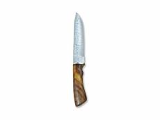 Couteau de chasse avec lame damas de 16,51 cm et étui en cuir