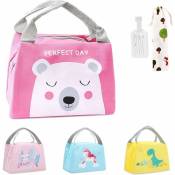 Csparkv - Ours Rose Sac Isotherme Repas Enfant Fille, Panier Repas Enfant, Mini Sac Isotherme Repas Enfant, Sac à Lunch Enfants, Sac Lunch Femme