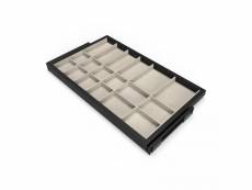 Emuca kit tiroir d'organisation avec plateau auxiliaire et glissières à fermeture douce pour armoires, réglable, module 900mm, noir texturé et gris pi