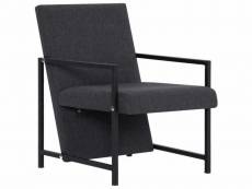 Fauteuil chaise siège lounge design club sofa salon avec pieds en chrome gris foncé tissu helloshop26 1102278