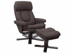 Fauteuil relaxation + repose-pieds CHARLES coloris chocolat en PU