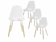 Fluk - lot de 4 chaises transparentes piétement bois