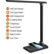 Fuegobird - jamais utilise] EK010 Lampe de bureau led - Filaire - Chargement sans fil pour téléphone - Dimmable - Pliable - Smart Touch - Chargement