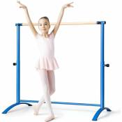 GOPLUS Double Barre de Danse Ballet, Hauteur Réglable de 5 Niveaux, Tubes de Fer Caoutchouc Antidérapant,Bleu
