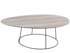 Grande table basse ovale en bois et métal - pearl