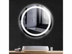 Hombuy miroir de salle de bain rond blanc froid mural éclairage led anti-buée 70*70*4.5cm
