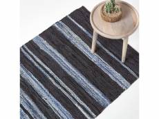 Homescapes tapis en cuir denim bleu - texas - 120 x 170 cm RU1296C