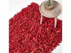 Homescapes tapis shaggy cuir dallas rouge 120 x 180