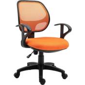 Idimex - Chaise de bureau cool fauteuil pivotant ergonomique avec accoudoirs, chaise dactylo à roulettes réglable en hauteur, mesh orange - Orange