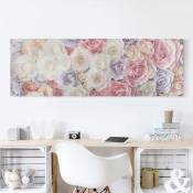 Impression sur toile - Pastel Paper Art Roses - Panorama Dimension: 50cm x 150cm