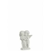 Jolipa - Couple d'ange calin en résine blanc 10x7x16