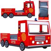 Lit enfant design camion pompier rouge 205x94,5x103cm