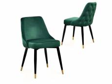 Lot de 2 chaises capitonnées en velours vert dorina ZL201901641-VER-2