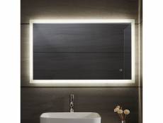 Miroir de salle de bain 3 en 1 éclairage blanc froid chaud neutre anti buée tactile mural miroir lumineux cosmétique de maquillage 50 x 70 cm hellosho