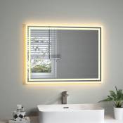 Miroir Salle de Bai avec éclairage Miroir Mural Pour Salle de Bain à led Miroir Lumineux 80x60 cm,Interrupteur Mural,Blanc Chaud 3000K,IP44