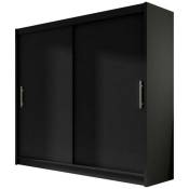 Mobilier1 - Armoire Atlanta 100, Noir, 215x180x58cm, Portes d'armoire: Glissement - Noir