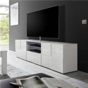 Nouvomeuble Grand meuble TV blanc laqué design SANDREA